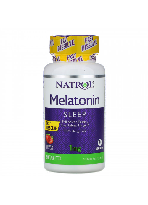 Natrol, Melatonin, Fast Dissolve, Strawberry, 1 mg, 90 Tablets