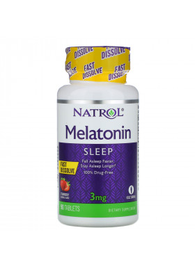 Natrol, Melatonin, Fast Dissolve, Strawberry Flavor, 3 mg, 90 Tablets