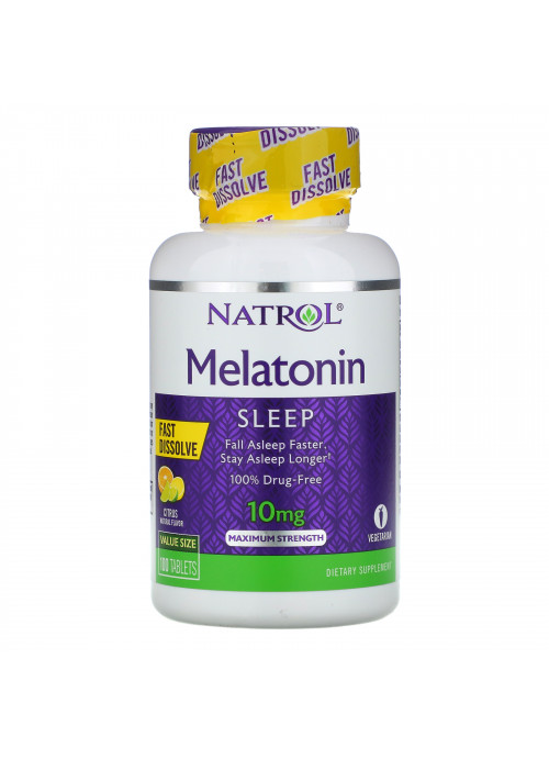 Natrol, Melatonin, Maximum Strength, Citrus Flavor , 10 mg, 100 Tablets