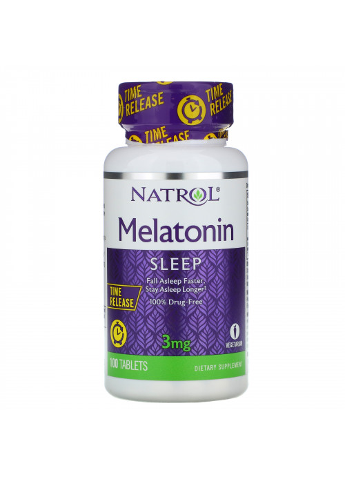 Natrol, Melatonin, Time Release, 3 mg, 100 Tablets
