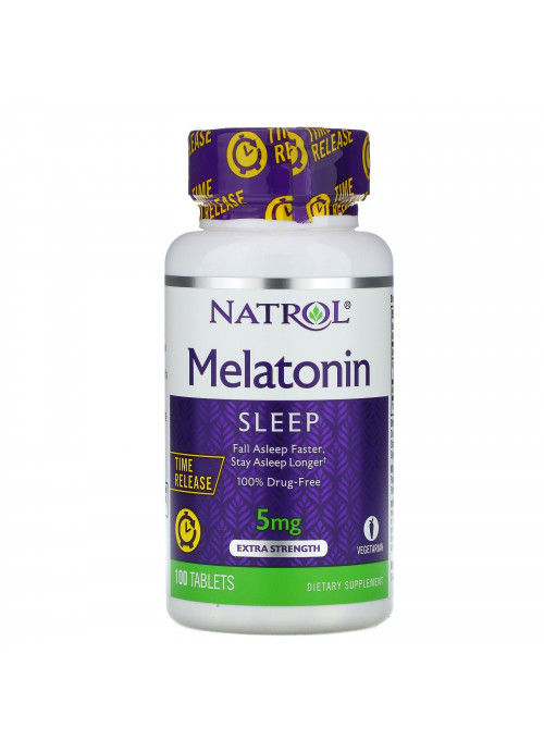 Natrol, Melatonin, Time Release, Extra Strength, 5 mg, 100 Tablets