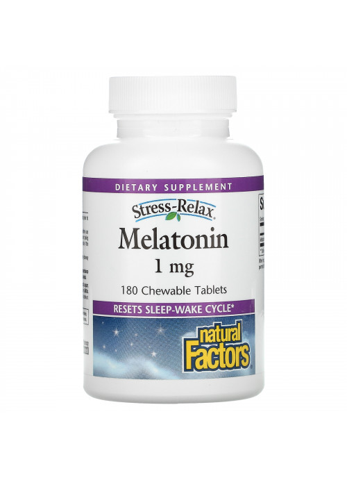 Natural Factors, Stress-Relax, Melatonin, 1 mg, 180 Chewable Tablets