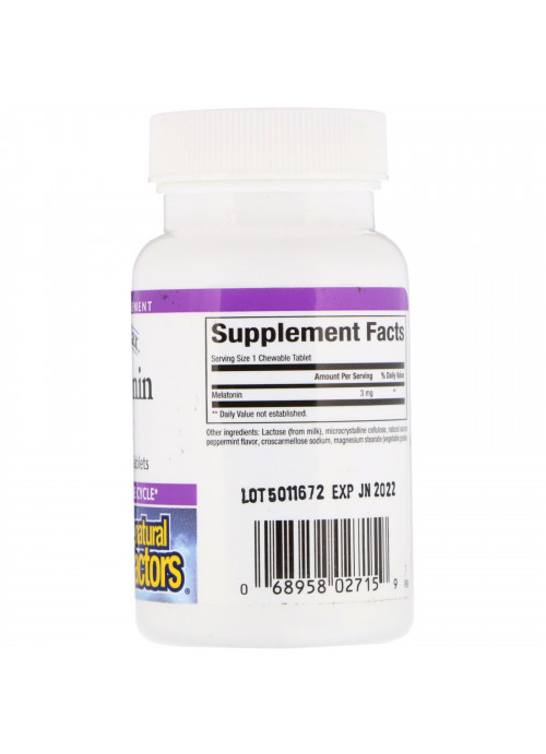 Natural Factors, Stress-Relax, Melatonin, 3 mg, 90 Chewable Tablets