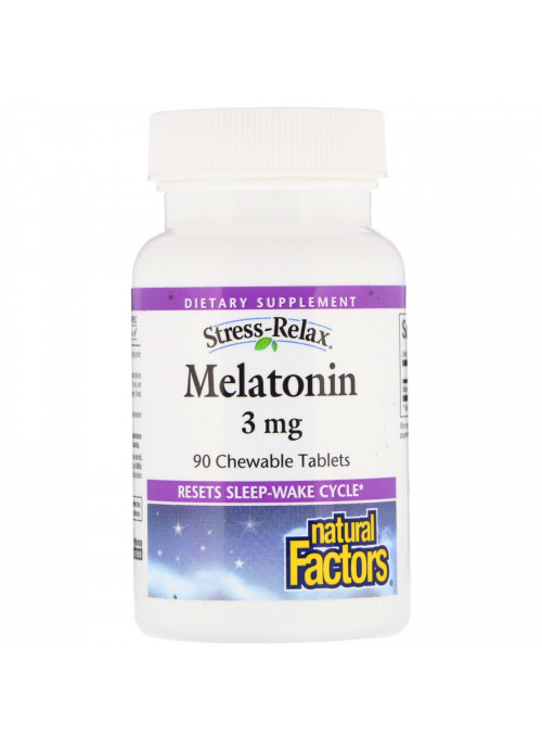 Natural Factors, Stress-Relax, Melatonin, 3 mg, 90 Chewable Tablets