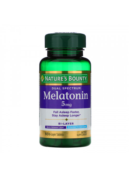 Nature's Bounty, Dual Spectrum, Melatonin, 5 mg, 60 Bi-Layer Tablets