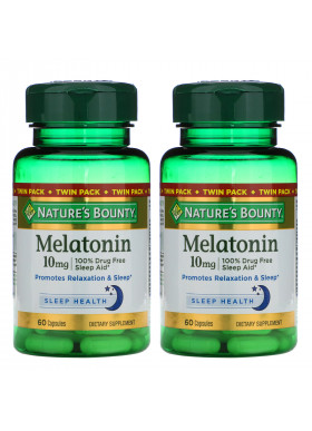 Nature's Bounty, Melatonin, Twin Pack, 10 mg, 60 Capsules Each