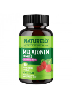NATURELO, Melatonin Gummies, Strawberry, 90 Vegan Gummies