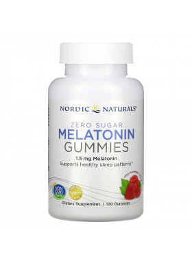 Nordic Naturals, Zero Sugar Melatonin Gummies, Raspberry, 1.5 mg, 120 Gummies