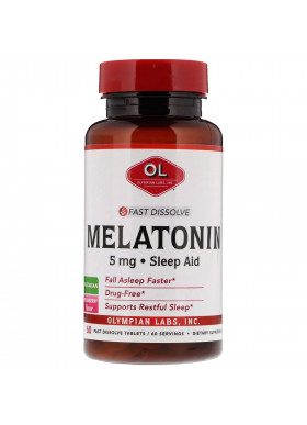 Olympian Labs, Melatonin, Fast Dissolve, Strawberry Flavor, 5 mg, 60 Fast Dissolve Tablets