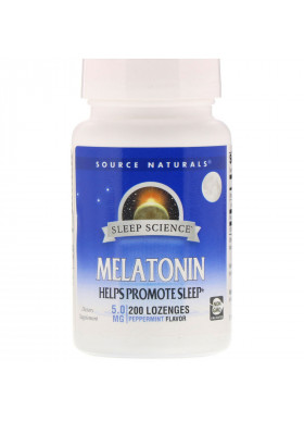 Source Naturals, Melatonin, Peppermint, 5 mg, 200 Lozenges