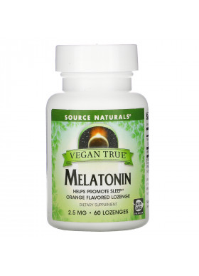 Source Naturals, Vegan True, Melatonin, Orange, 2.5 mg, 60 Lozenges
