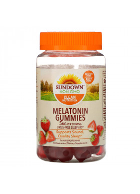 Sundown Naturals, Melatonin Gummies, Strawberry Flavored, 5 mg, 60 Gummies