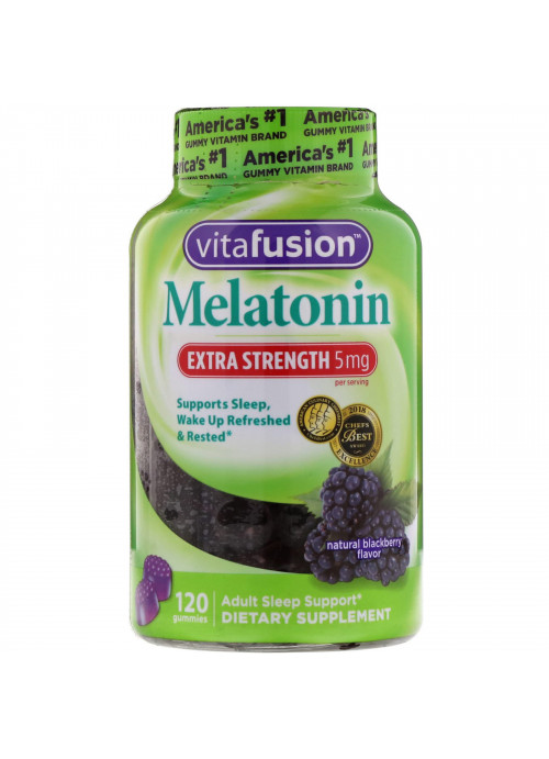 VitaFusion, Extra Strength Melatonin, Natural Blackberry Flavor, 5 mg, 120 Gummies