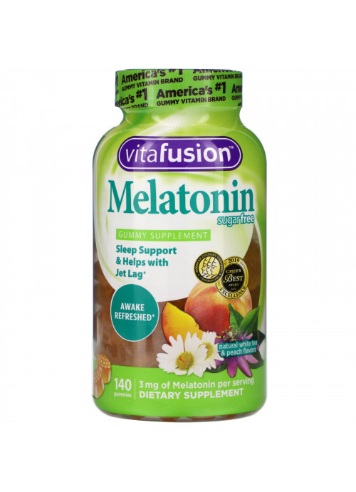 VitaFusion, Melatonin, Sugar Free, Natural White Tea & Peach Flavors, 140 Gummies