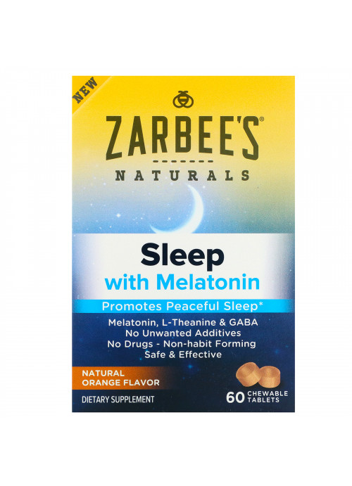 Zarbee's, Sleep with Melatonin, Natural Orange, 60 Chewable Tablets
