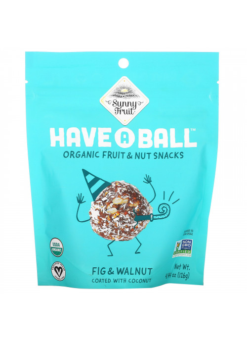Sunny Fruit, Have A Ball, Organic Fruit & Nut Snacks, Fig & Walnut, 4.44 oz ( 126 g)