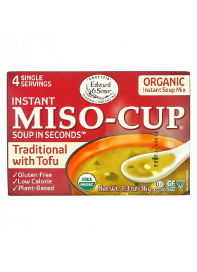 Edward & Sons, Instant Miso-Cup, Traditional with Tofu, 4 Single Servings, 1.3 oz (36 g)