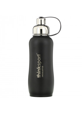 Think, Thinksport, Insulated Sports Bottle, Black, 25 oz (750 ml)