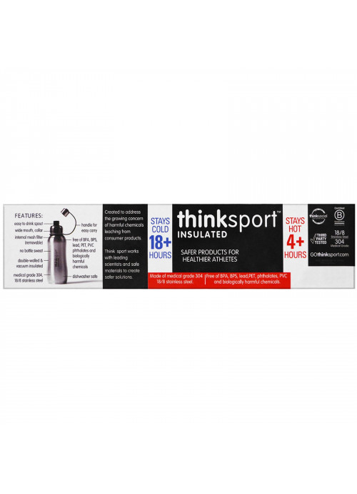 Think, Thinksport, Insulated Sports Bottle, Blue, 25 oz (750ml)