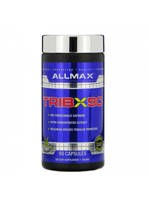 ALLMAX Nutrition, TribX90, Ultra-Concentrated Bulgarian Tribulus, 90% Furostanolic Saponins, 750 mg, 90 Capsules