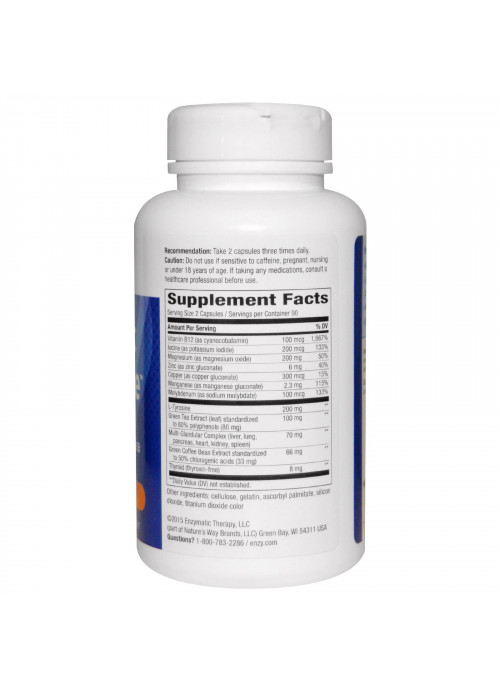 Nature's Way, Metabolic Advantage, Thyroid Formula with Green Coffee & Green Tea, Metabolism, 180 Capsules