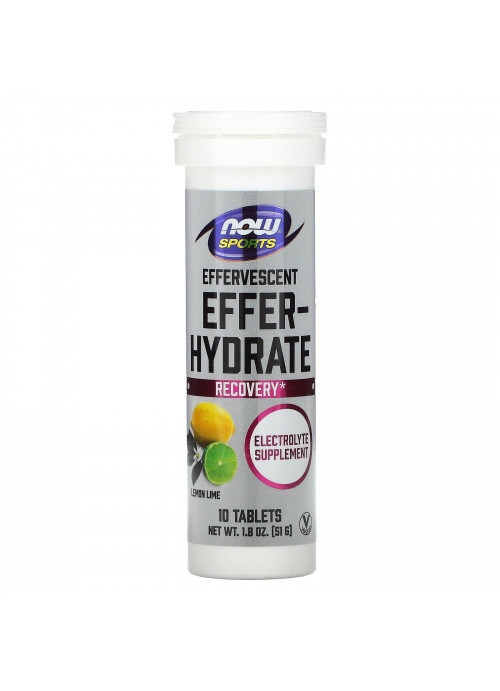 Now Foods, Sports, Effer-Hydrate, Lemon Lime, 10 Tablets, 1.8 oz (51 g)