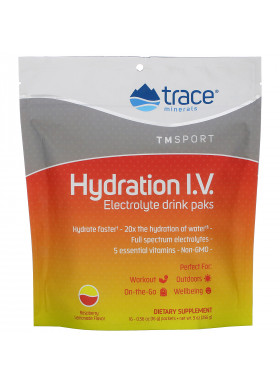 Trace Minerals Research, Hydration I.V., Electrolyte Drink Paks, Raspberry Lemonade Flavor, 16 Packets, 0.56 oz (16 g) Each
