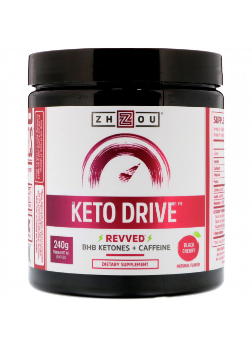 Zhou Nutrition, Keto Drive, Revved, Black Cherry, 8.47 oz (240 g)