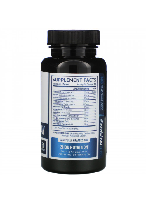 Zhou Nutrition, Water Away with Dandelion & Potassium, 60 Capsules