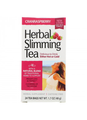 21st Century, Herbal Slimming Tea, Cranraspberry, Caffeine Free, 24 Tea Bags, 1.6 oz (45 g)