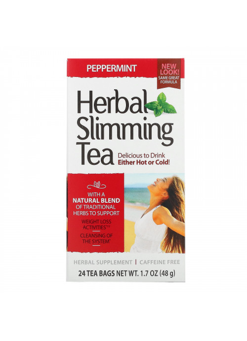 21st Century, Herbal Slimming Tea, Peppermint, Caffeine Free, 24 Tea Bags, 1.7 oz (48 g)