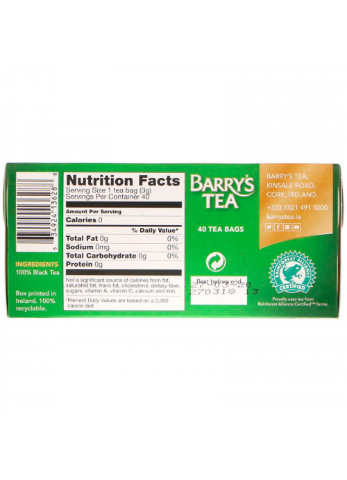 Barry's Tea, Irish Breakfast Tea, 40 Tea Bags, 4.40 oz (125 g)