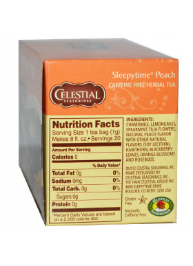 Celestial Seasonings, Herbal Tea, Caffeine Free, Sleepytime Peach, 20 Tea Bags, 1.0 oz (29 g)