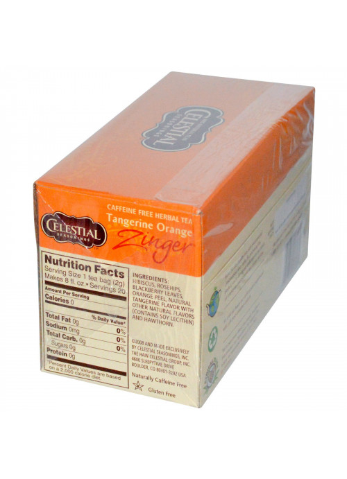 Celestial Seasonings, Herbal Tea, Caffeine Free, Tangerine Orange Zinger, 20 Tea Bags, 1.7 oz (47 g)