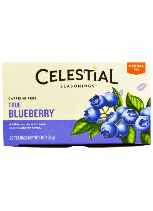 Celestial Seasonings, Herbal Tea, Caffeine Free, True Blueberry, 20 Tea Bags, 1.6 oz (45 g)