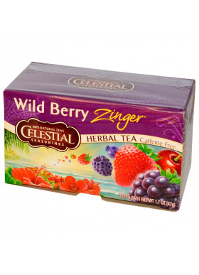 Celestial Seasonings, Herbal Tea, Caffeine Free, Wild Berry Zinger, 20 Tea Bags, 1.7 oz (47 g)