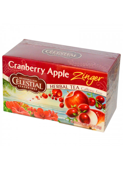 Celestial Seasonings, Herbal Tea, Cranberry Apple Zinger, Caffeine Free, 20 Tea Bags, 1.5 oz (42 g)