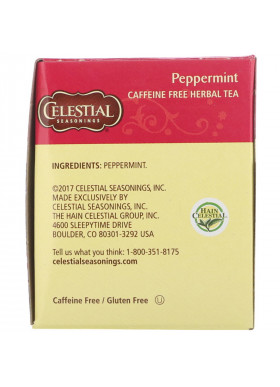 Celestial Seasonings, Herbal Tea, Peppermint, Caffeine Free, 20 Tea Bags, 1.1 oz (32 g)