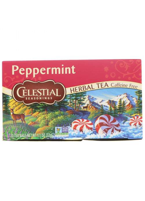 Celestial Seasonings, Herbal Tea, Peppermint, Caffeine Free, 20 Tea Bags, 1.1 oz (32 g)