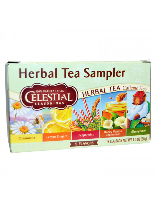 Celestial Seasonings, Herbal Tea Sampler, Caffeine Free, 5 Flavors, 18 Tea Bags, 1.0 oz (30 g)