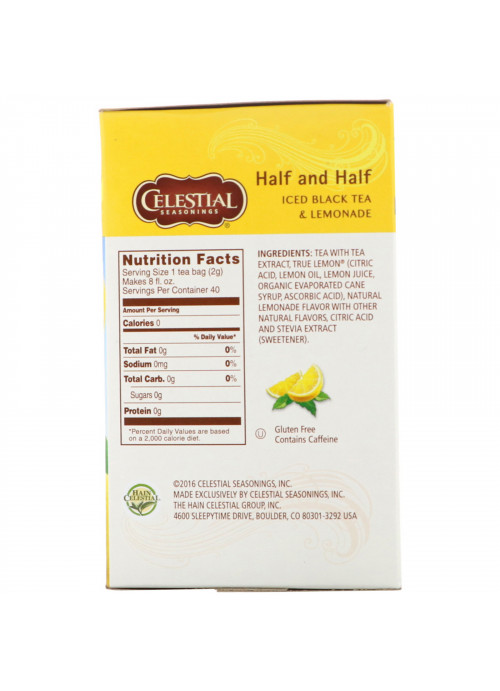 Celestial Seasonings, Iced Black Tea & Lemonade, Half and Half, 40 Tea Bags, 3.0 oz (85 g)