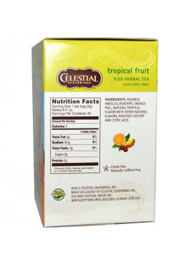 Celestial Seasonings, Iced Herbal Tea, Caffeine Free, Tropical Fruit, 40 Tea Bags, 3.2 oz (91 g)