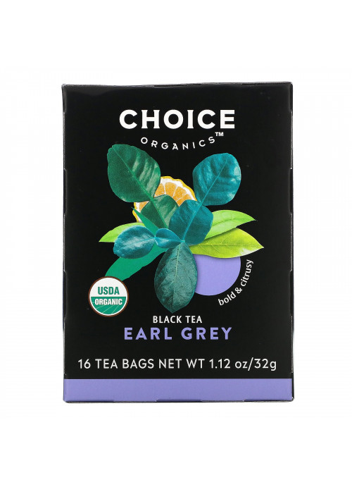Choice Organic Teas, Black Tea, Earl Grey, 16 Tea Bags, 1.12 oz (32 g)