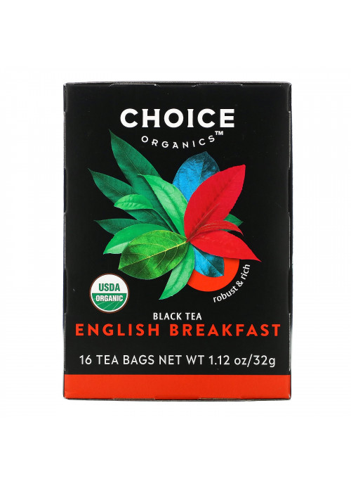 Choice Organic Teas, Black Tea, English Breakfast, 16 Tea Bags, 1.12 oz (32 g)