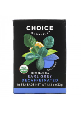 Choice Organic Teas, Decaf Black Tea, Decaffeinated Earl Grey, 16 Tea Bags, 1.12 oz (32 g)