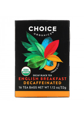 Choice Organic Teas, Decaf Black Tea,  Decaffeinated English Breakfast, 16 Tea Bags, 1.12 oz (32 g)