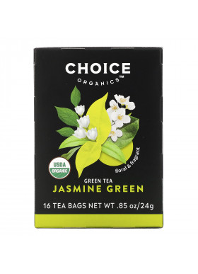 Choice Organic Teas, Green Tea, Jasmine Green, 16 Tea Bags, .85 oz (24 g)