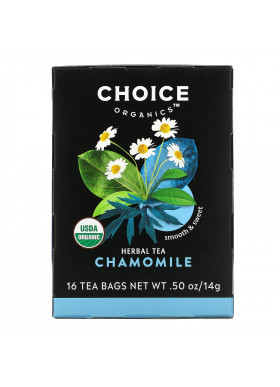 Choice Organic Teas, Herbal Tea, Chamomile, Caffeine-Free, 16 Tea Bags, .50 oz (14 g)