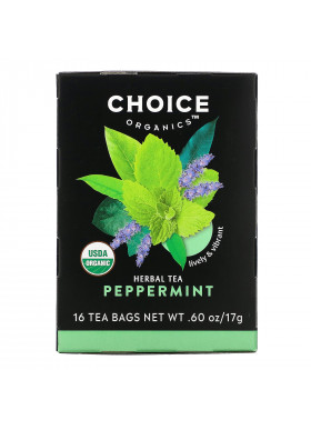 Choice Organic Teas, Herbal Tea, Peppermint, 16 Tea Bags, .60 oz (17 g)