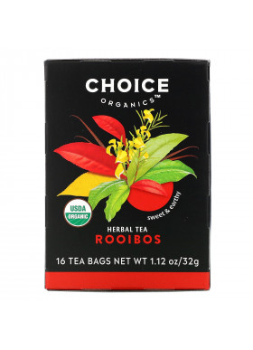 Choice Organic Teas, Herbal Tea, Rooibos, Caffeine-Free, 16 Tea Bags, 1.12 oz (32 g)